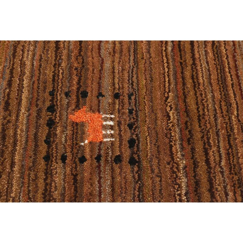 ECARPETGALLERY Hand Loomed Kashkuli Gabbeh Dark Brown Wool Rug - 3'11 x 5'8