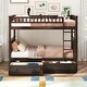 preview thumbnail 38 of 65, Convertible Wood Bunk Bed with Storage Drawers and Ladder Can Be Divided Into Two Daybeds Espresso - Twin