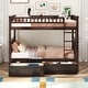 preview thumbnail 55 of 86, Full or Twin Bunk Bed with Safety Guardrail & 2 Storage Drawers, Convertible Beds Wood Slat Support Bunk Bed Espresso - Twin