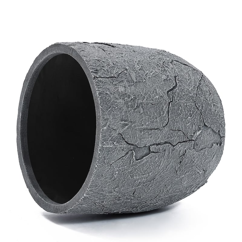 Crackle Grey MgO 14.6" Round Planter