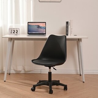 Home Office Chair with Wheels, Ergonomic Adjustable Task Computer Chair, Armless Office Chair PP Plastic Swivel Desk Chair