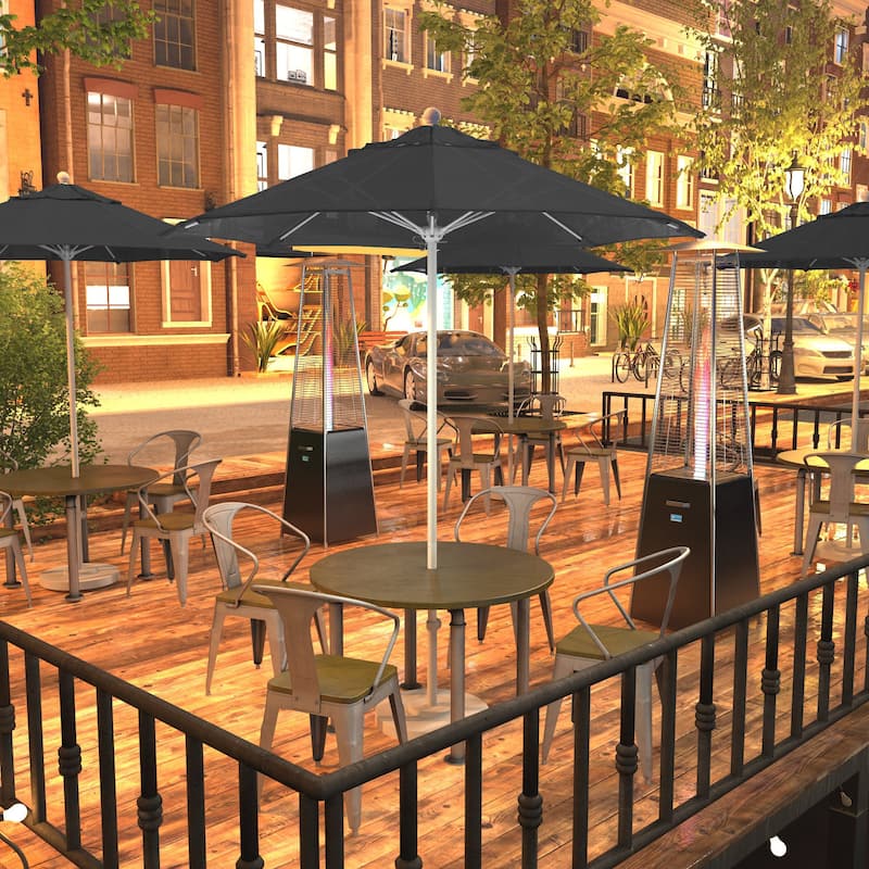 California Umbrella 75' Venture Series Patio Umbrella, White Aluminum Pole Fiberglass Ribs Push Lift Olefin - Black