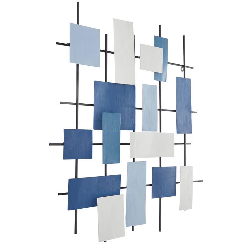 CosmoLiving by Cosmopolitan Blue Metal Overlapping Geometric Wall Decor