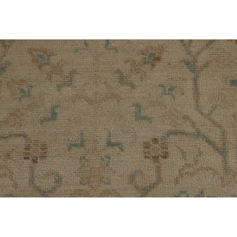 Vegetable Dye Oushak Turkish Rug Handmade Floral Wool Carpet - 9'0" x 12'4"