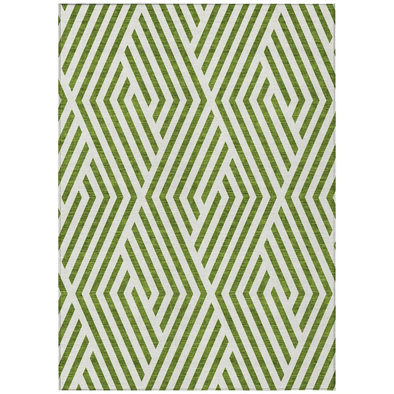 Machine Washable Indoor/ Outdoor Modern Diamonds Chantille Rug