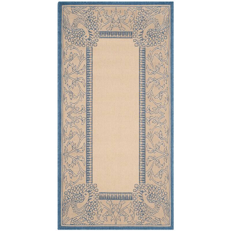 SAFAVIEH Courtyard Kitija Indoor/ Outdoor Waterproof Patio Backyard Rug - 2'7" x 5' - Natural/Blue