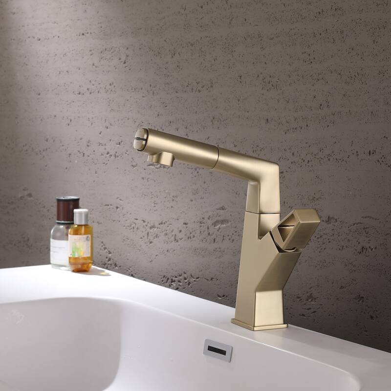 Single Handle Bathroom Faucet with Pull Out Sprayer Single Hole Bathroom Sink Faucets Modern Basin Vanity Taps