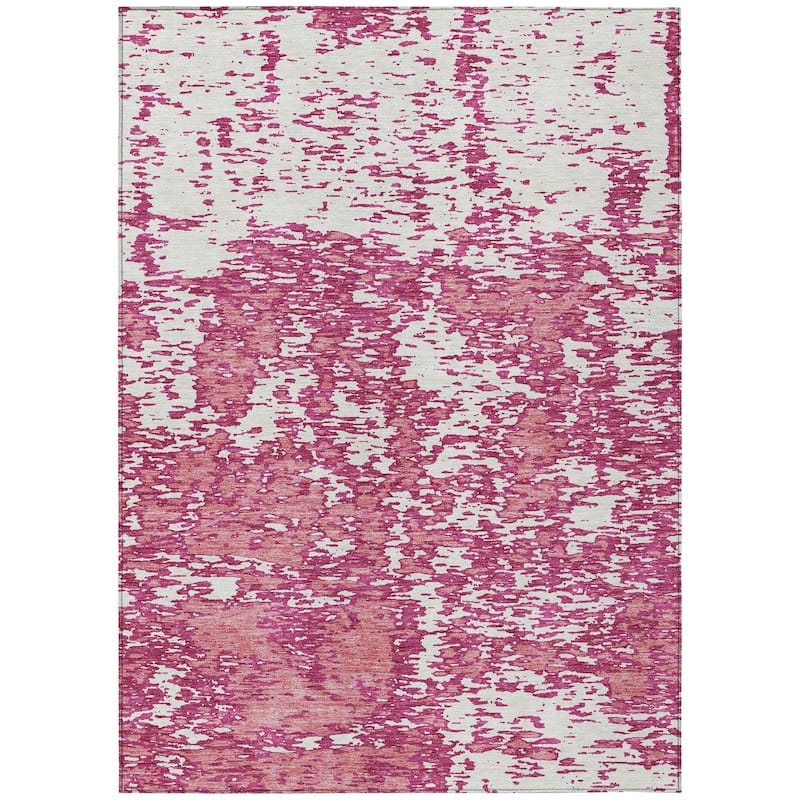 Machine Washable Indoor/ Outdoor Abstract Pixels Chantille Rug