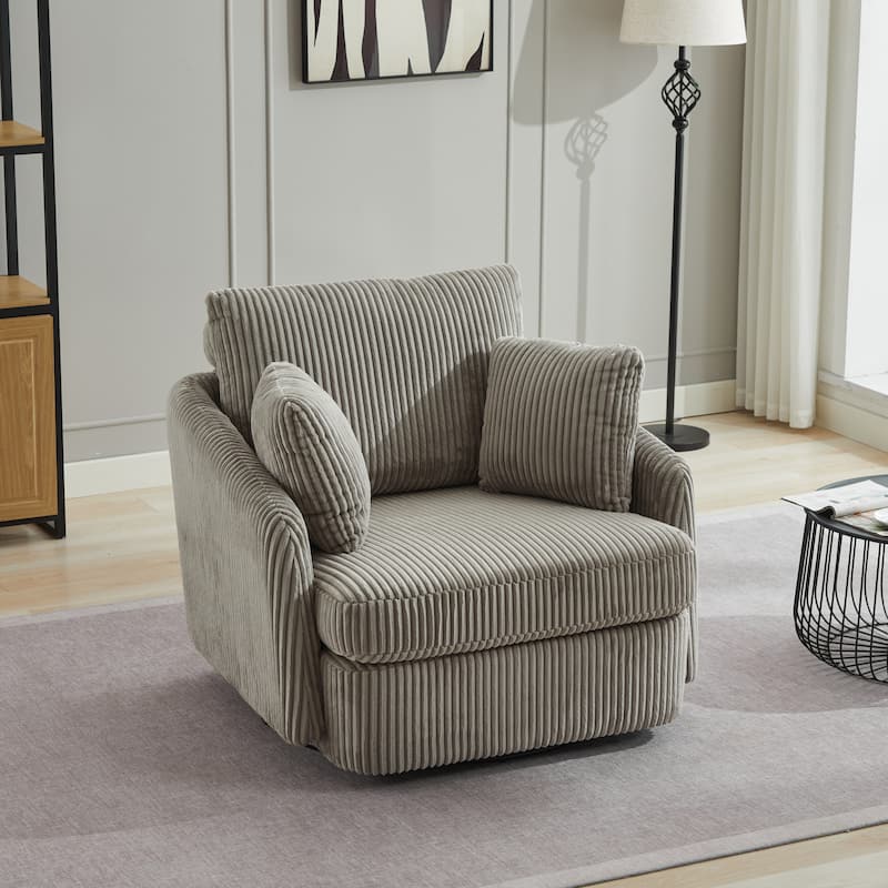40.6" W Upholstered Swivel Accent Sofa Chair With Pillows