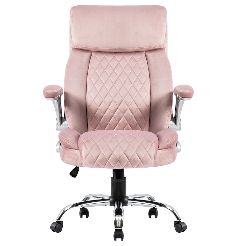 Modern Velvet Executive Office Chair with 360° Swivel, Adjustable Height, Armrests, and Ergonomic Support for Long Hours
