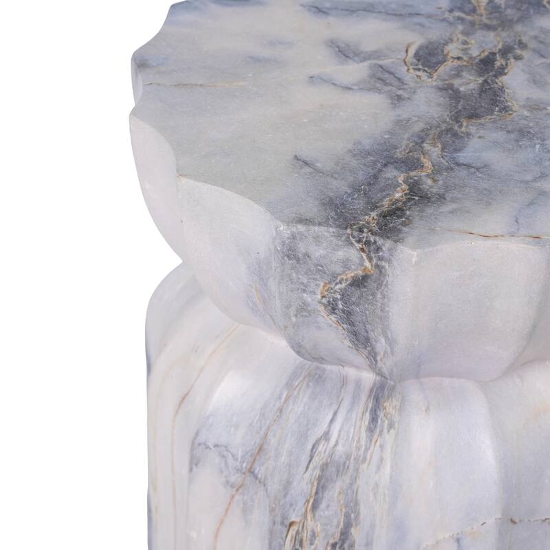 Christopher Knight Home - Modern Outdoor Lightweight Concrete Accent Side Table with Fluted Sculptural Hourglass Design