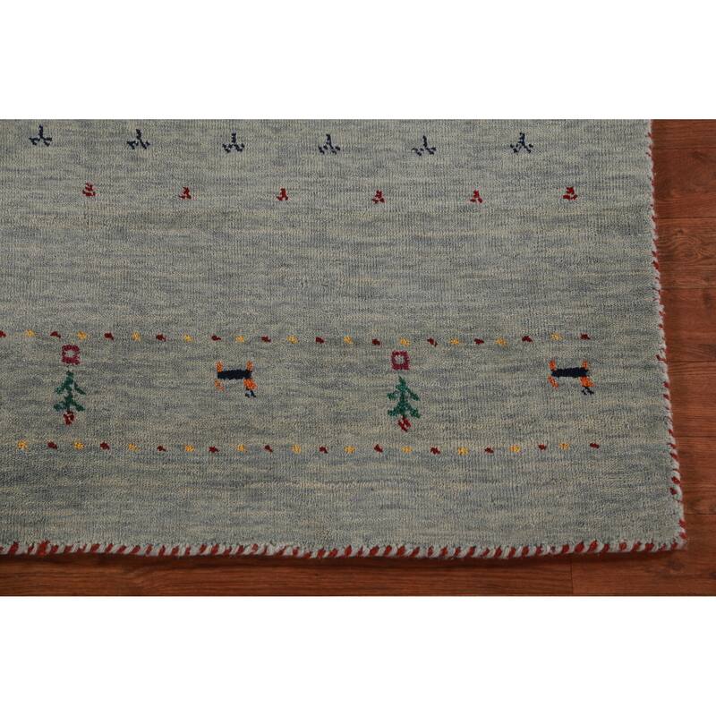Hand Knotted Oriental 100% Wool Carpet Tribal Animal Pictorial Multi-Colored Gabbeh Area Rug - 4' 11'' X 3' 0''