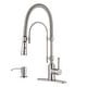 preview thumbnail 69 of 87, WOWOW Single Handle Gooseneck Pull Down Sprayer Kitchen Faucet With Soap Dispenser - Brushed Nickel