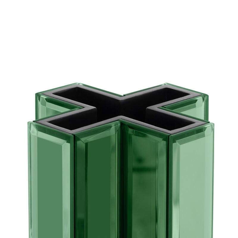 X-Shaped Handmade Mirrored Glass Table Vase