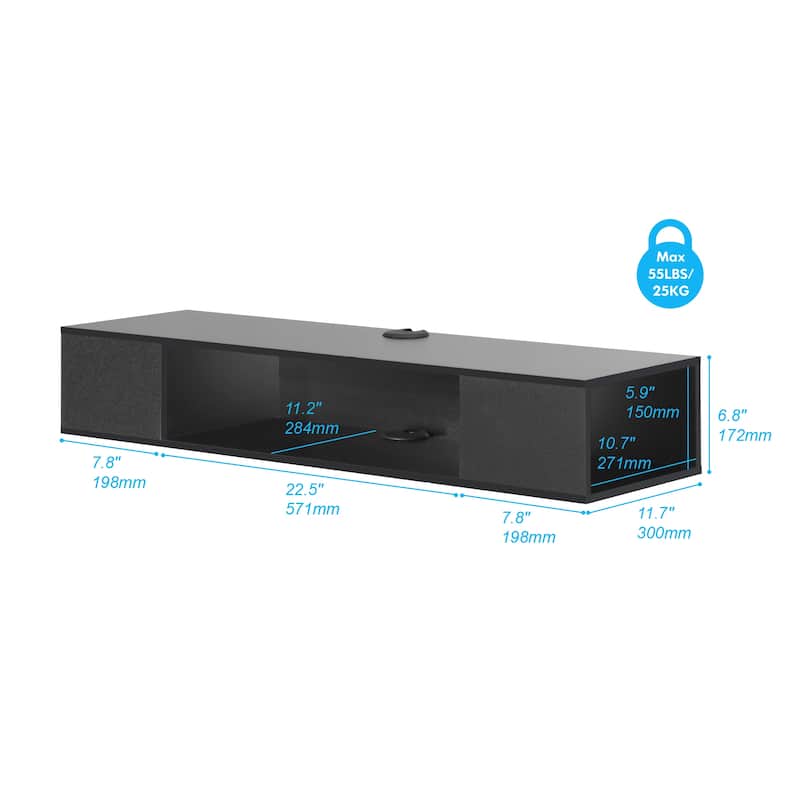 Floating TV Stand Media Console Shelf Under TV,Black
