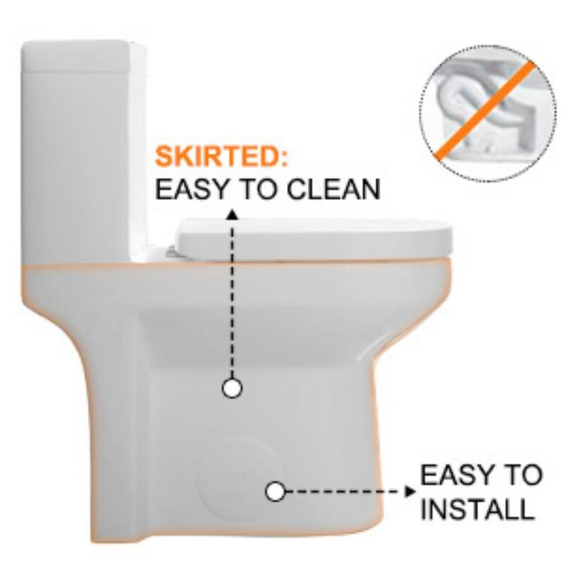 HOROW One-piece 0.8/1.28 GPF High Efficiency Dual Flush Round Toilet in White with Seat Included and Brushed Gold Button