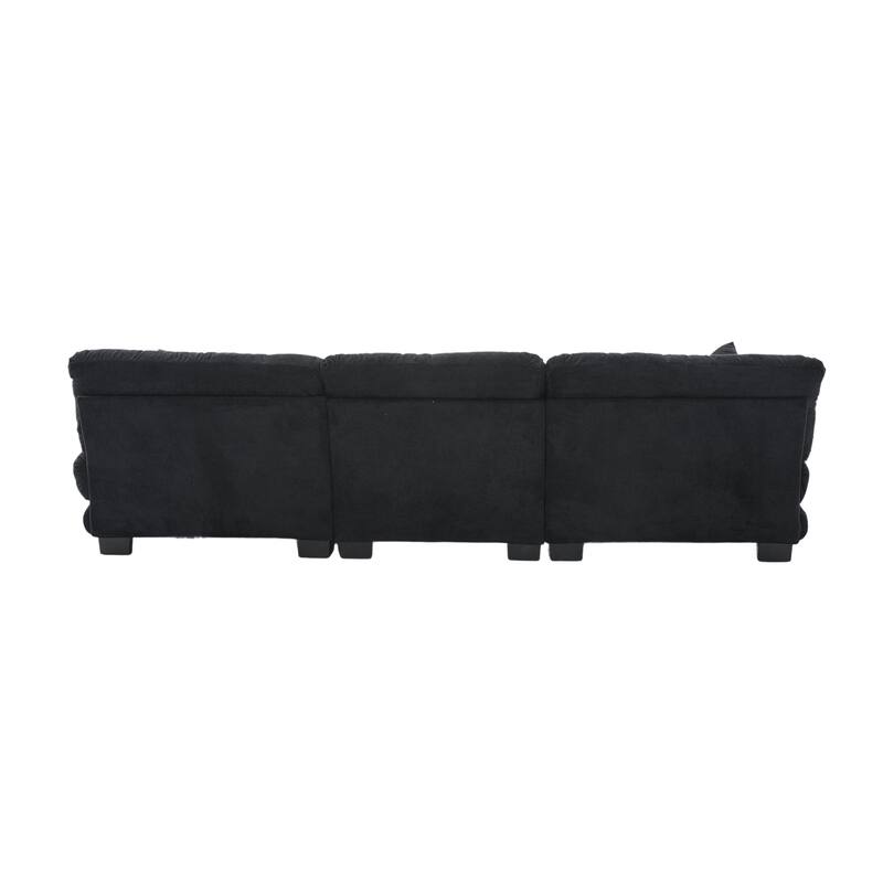 118'' Large U Shape Sofa Velvet Modular Sofa with 2 Ottomans for Living Room