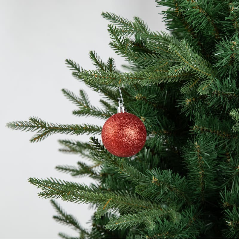 Glitzhome 18ct Christmas Red & Green Glitter Snowman Ball Shatterproof Ornaments