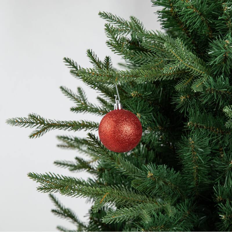 Glitzhome 18ct Christmas Tree Whimsical Red/ Green/ Silver Deluxe Large Ball Ornaments