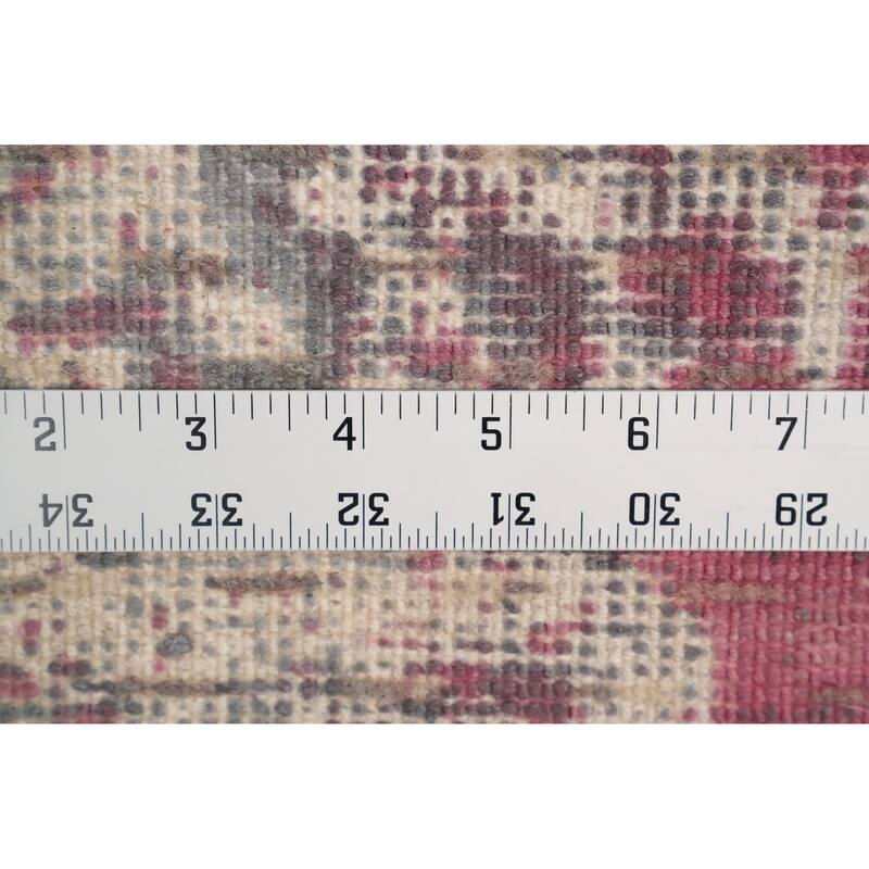 Hand Knotted Oriental Viscose Silk Carpet Modern Abstract Pink Abstract Area Rug - 3' 0'' X 2' 0''