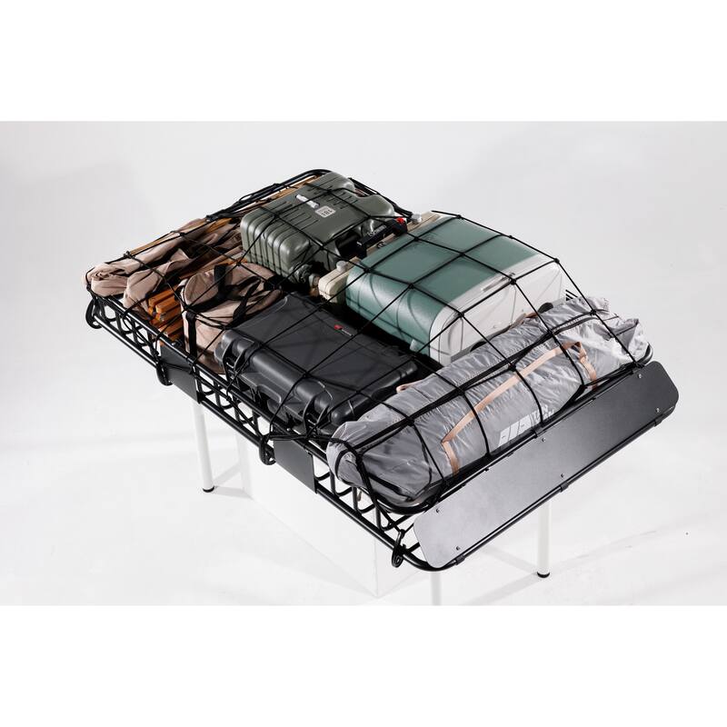 Roof Rack Basket With Net, Rooftop Steel Roof Rack, Cargo Carrier with 250 Lbs Capacity, Extension Black Car Top Luggage Holder