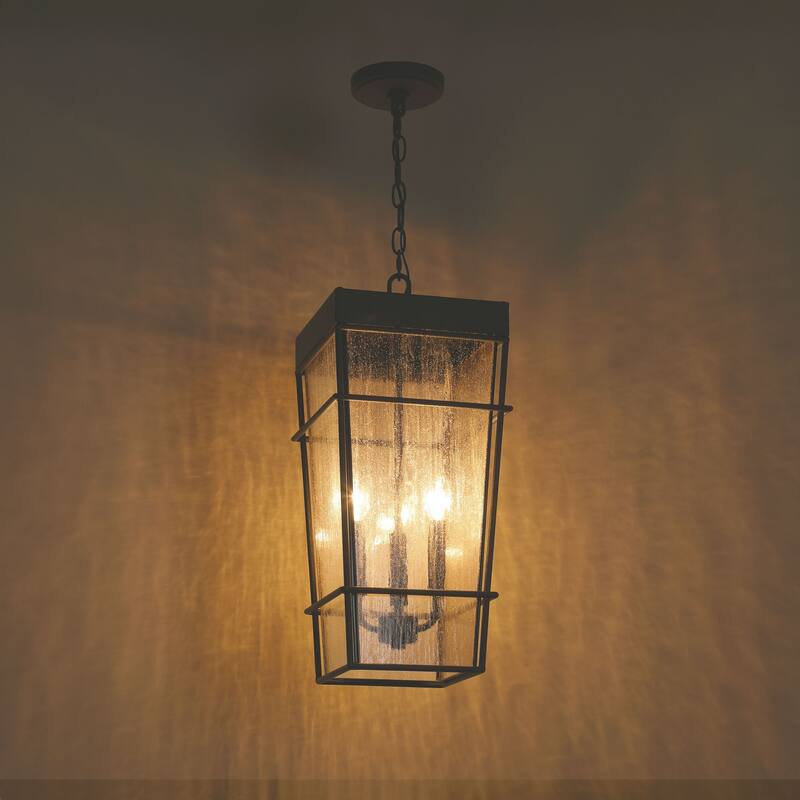 Acroma 3-Light Matte Black Outdoor Pendant Lantern