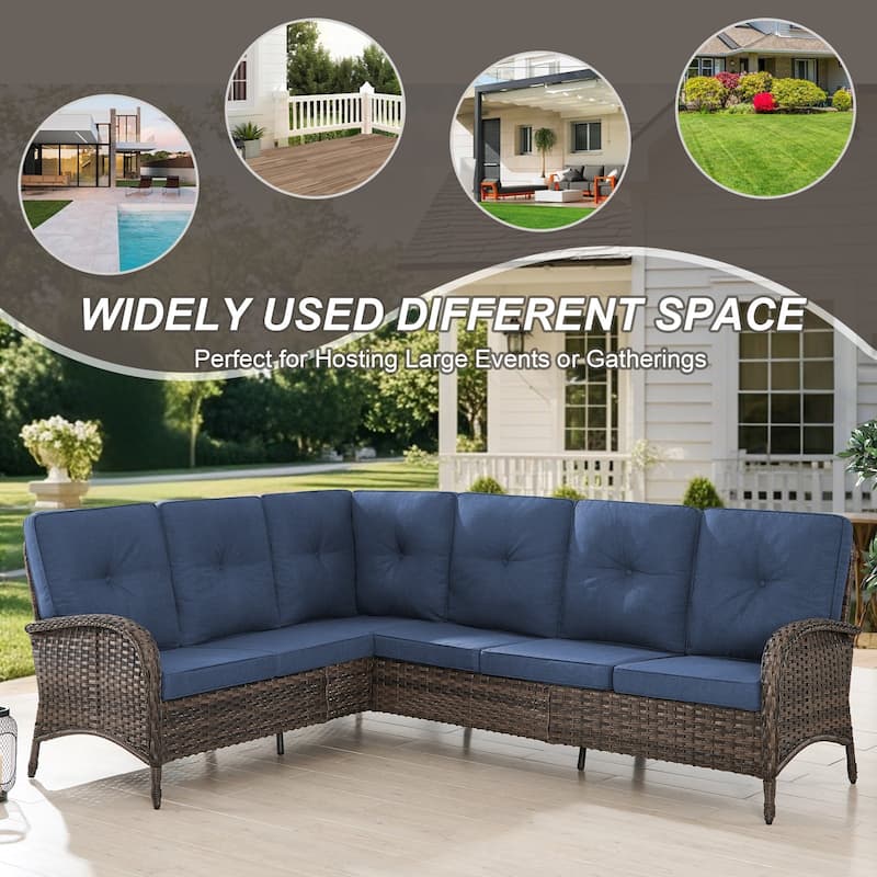 Gymojoy Outdoor Sectional Sofa Set with Rocking Chairs, Ottomans, Water-Resistant Cushions