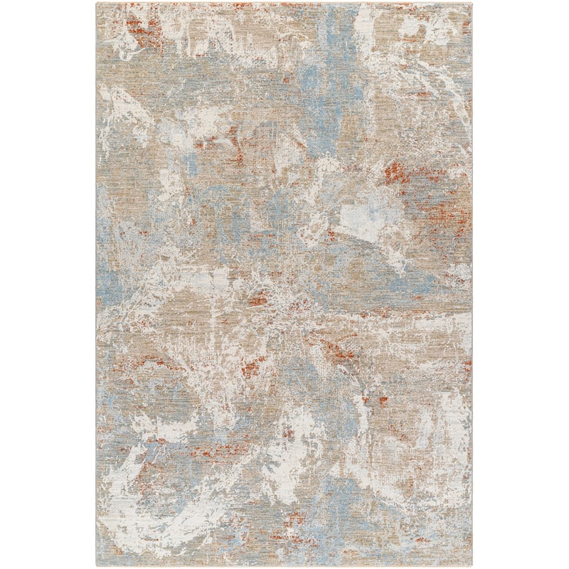Myrtlle Abstract Swirl Area Rug - 6' 7" x 9' 6" - Blue/Rust
