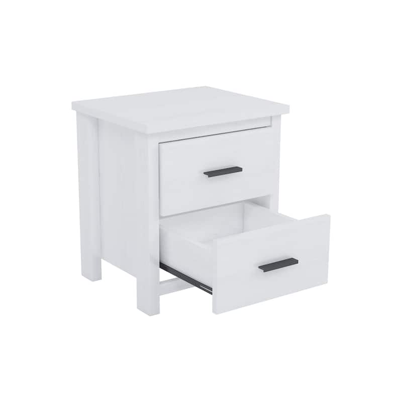 Dark Walnut Vintage Nightstand with Two Spacious Drawers, Simple & Modern Design