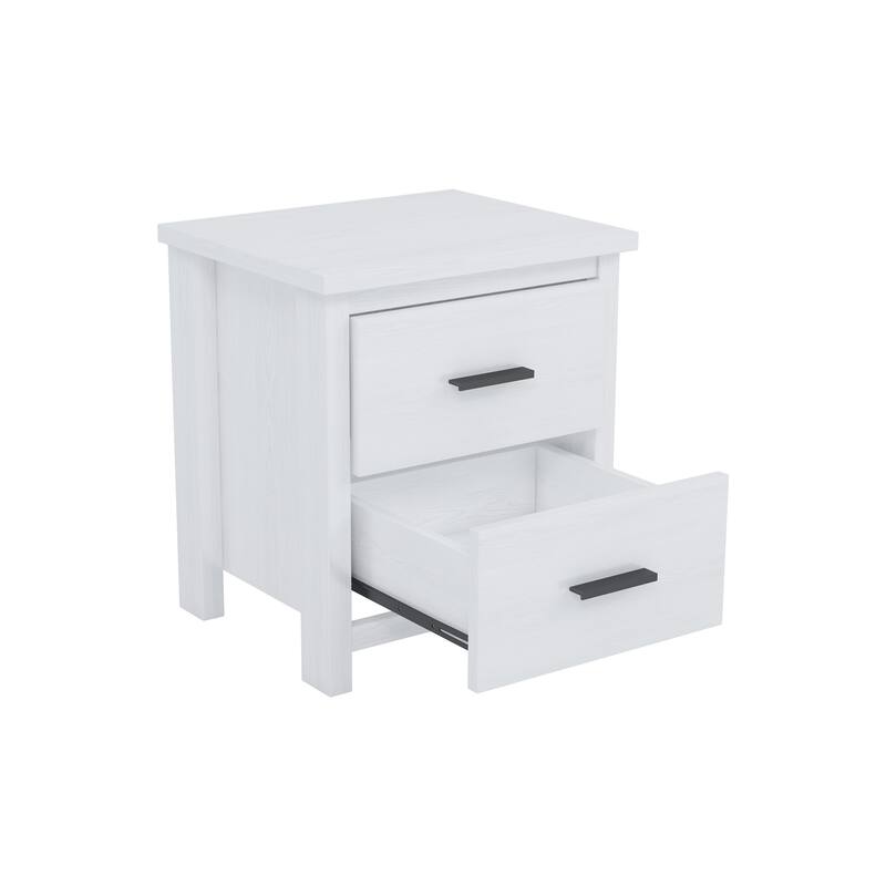 Vintage Simple Two Drawers Wooden Nightstand for Large Storage Space
