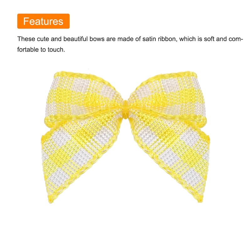 80Pcs Mini Gingham Ribbon Bow 1" Checkered Satin Ribbon Bows