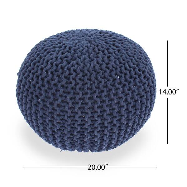 dimension image slide 8 of 9, Moro Handcrafted Modern Cotton Pouf by Christopher Knight Home