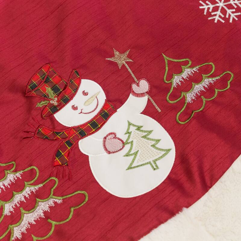Homey Cozy Velvet Embroidered Christmas Tree Skirt
