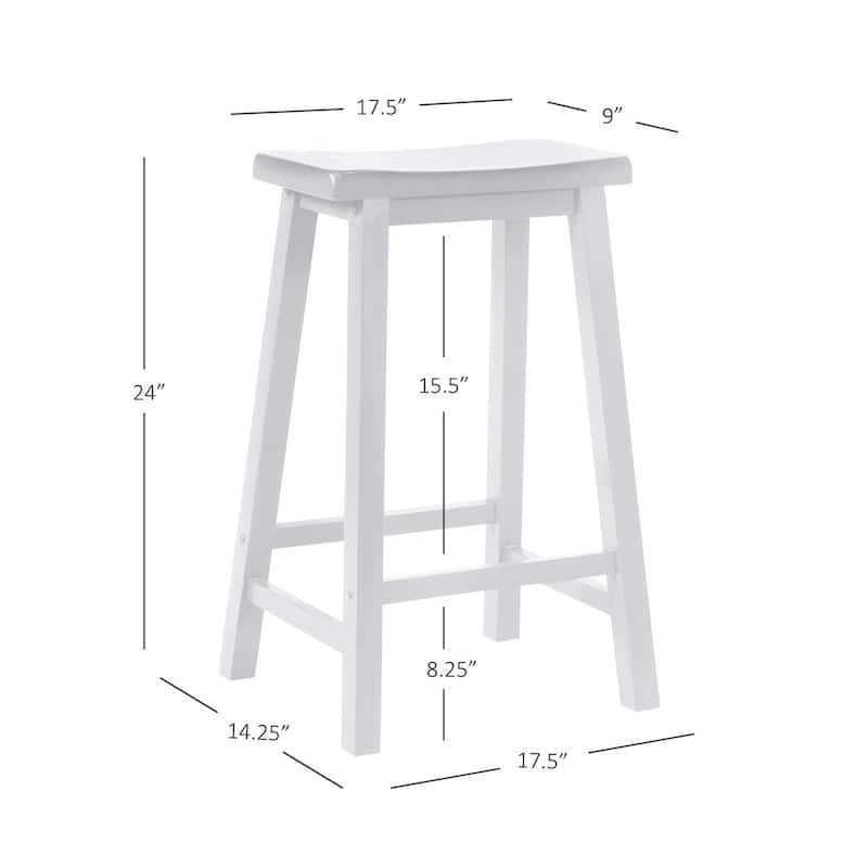 Linon Laurell Backless Rustic Farmhouse Saddle Bar Stool
