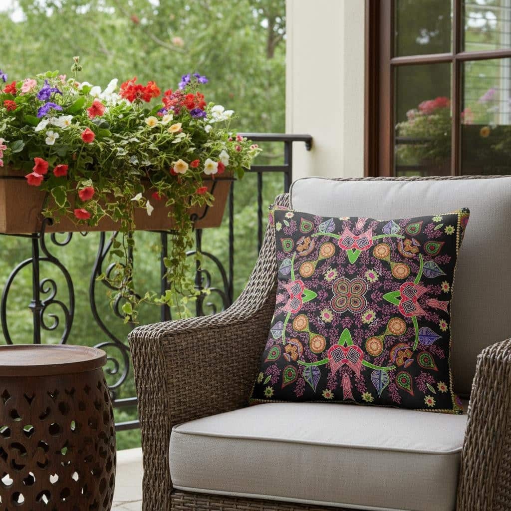 HomeRoots 20" x 20" Black and Pink Blown Seam Paisley Indoor Outdoor Throw Pillow - 20.00' X '5.00' X '20.00