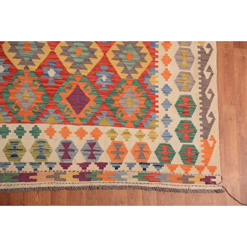 Kilim Oriental Large Rug Hand-Woven Wool Carpet - 10'0"x 16'8"