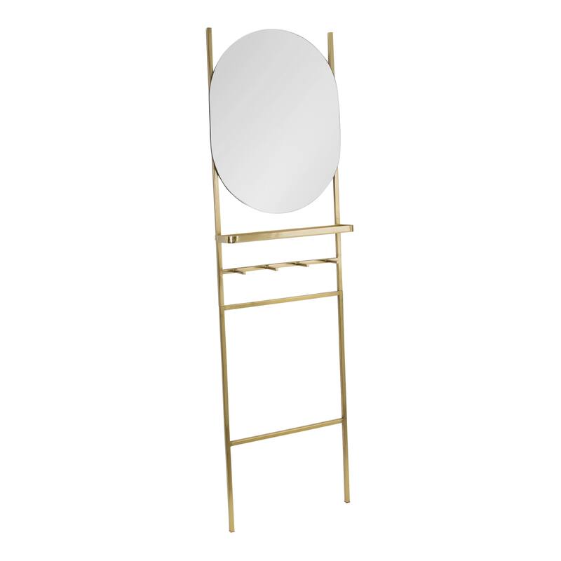 Kate and Laurel Noka Mirror Leaning Ladder - 18x5x67 - Gold