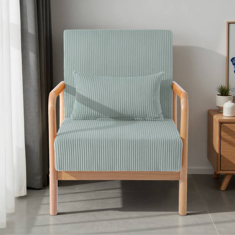 Mid-Century Upholstered Accent Chair with Wood Frame