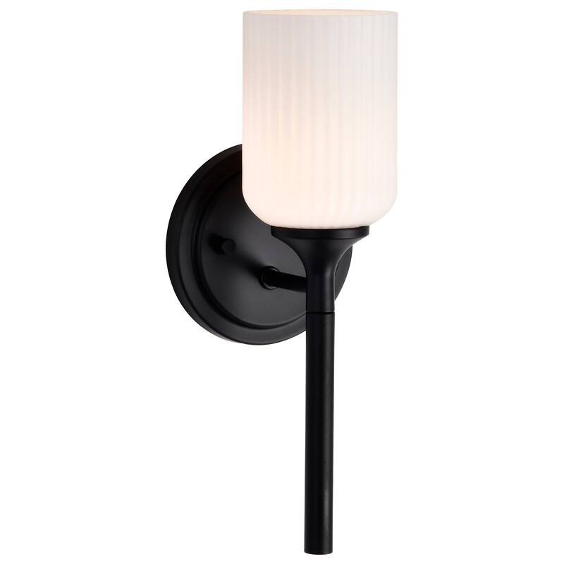 Solara 1 Light Wall Sconce Matte Black Finish Frosted Ribbed Glass - Matte Black