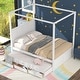 preview thumbnail 20 of 32, Queen Size Canopy Platform Bed with Twin Size Trundle, 3-Storage Drawers, and Sturdy Pinewood Frame, Space-Saving Design, Grey