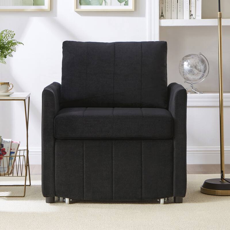 Upholstered Convertible Sleeper Sofa - Black