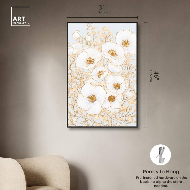 White and Gold Poppies I Canvas by Art Remedy