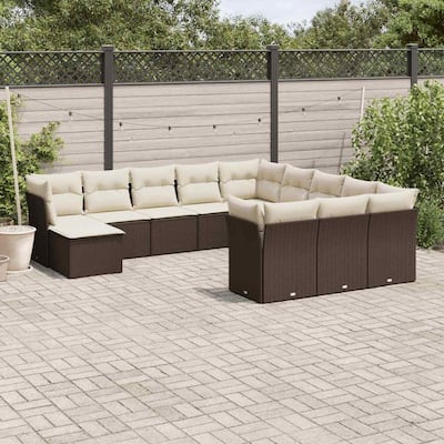 vidaXL Garden Sofa Set Brown (sofa), Cream white (cushions) - 21.7 x 21.7 x 14.6
