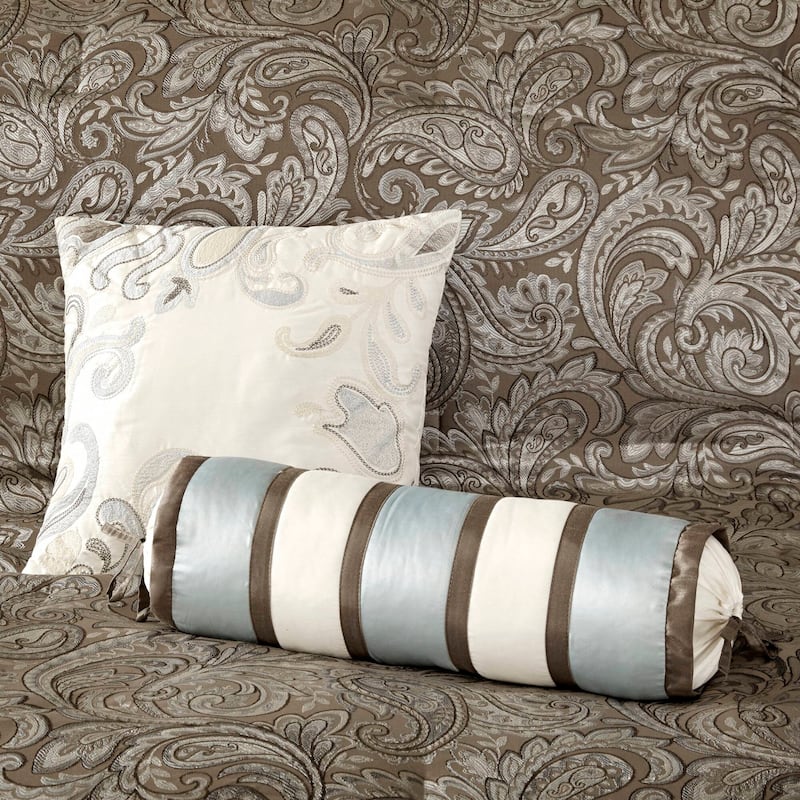 Madison Park Whitman Blue/ Brown 12 Piece Comforter Set with Cotton Bed Sheets