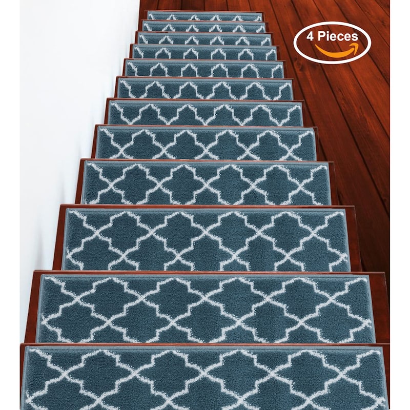 SUSSEXHOME Geometric Stair Treads with Easy to Install Double Adhesive Tape 9" x 28"