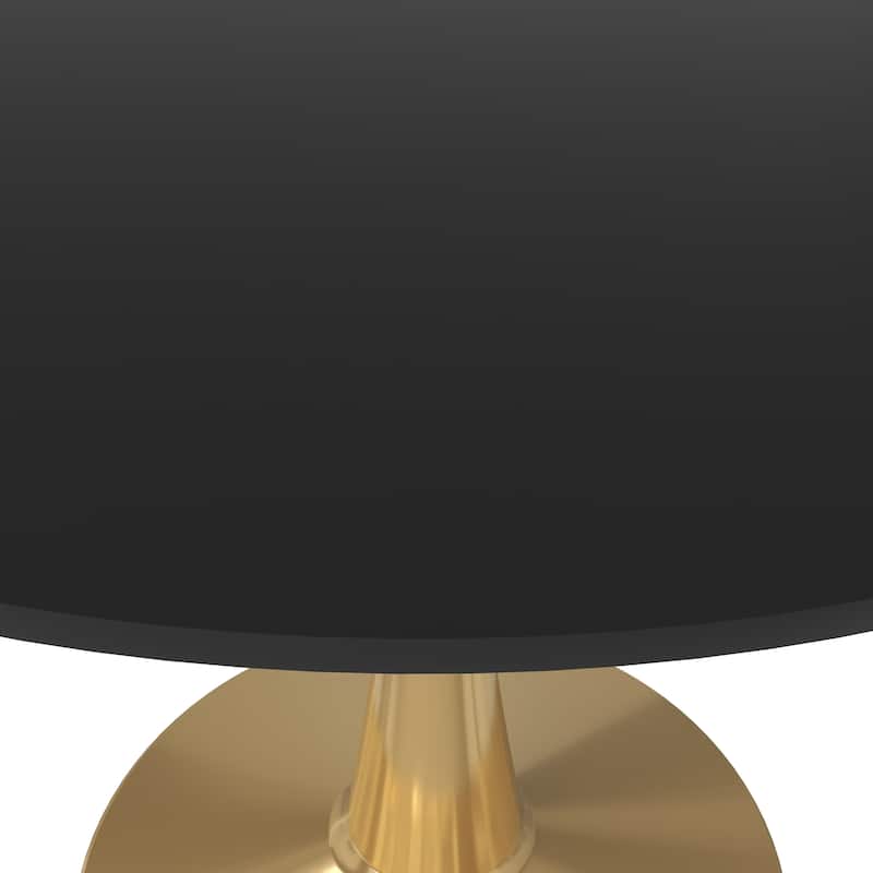 Bristol 40" Modern Round Dining Table with Accent Gold Steel Pedestal Base, Scratch-Resistant and Easy-Care