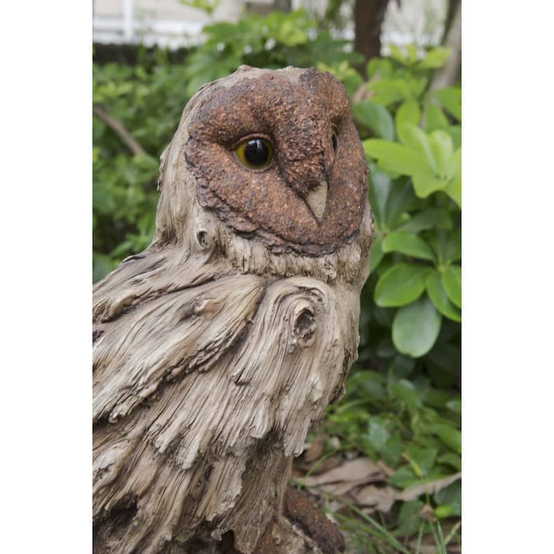 13" Barn Owl Standing on Stump Garden Statue