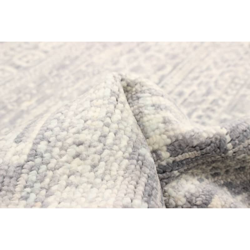 ECARPETGALLERY Hand-knotted Silk Shadow Grey Wool Rug - 3'11 x 5'11