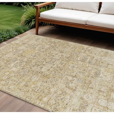 HomeRoots Floral Transitional Rectangle Outdoor Rug