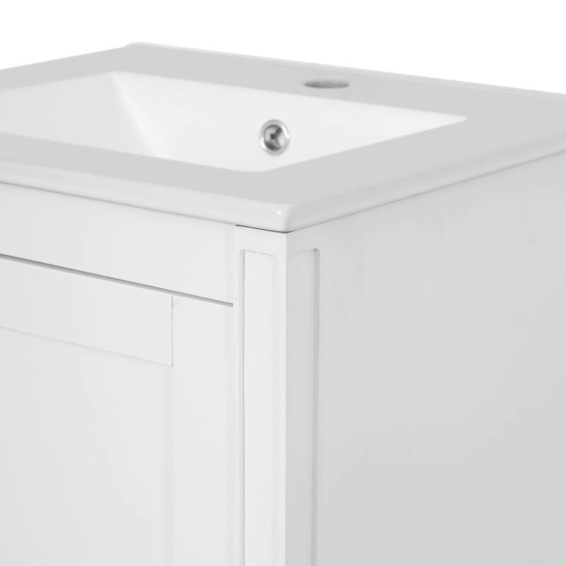 20" White Bathroom Vanity with Ceramic Sink